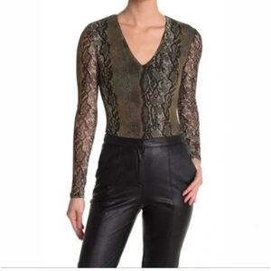 AFRM Snakeskin V-Neck Bodysuit